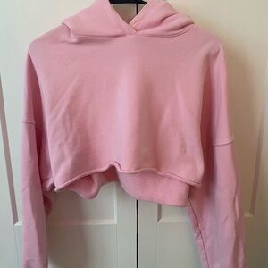 Cotton Candy Light Pink Cropped Hoodie